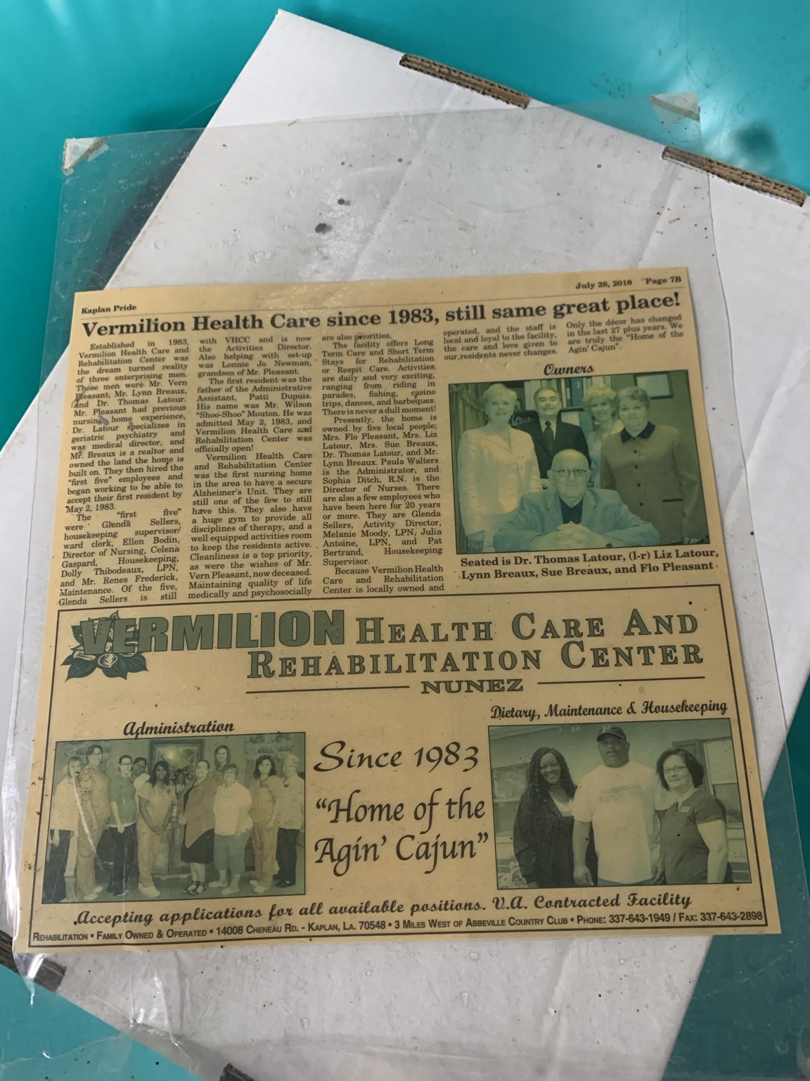 A 2010 Kaplan Pride newspaper feature about Vermilion Health Care Center